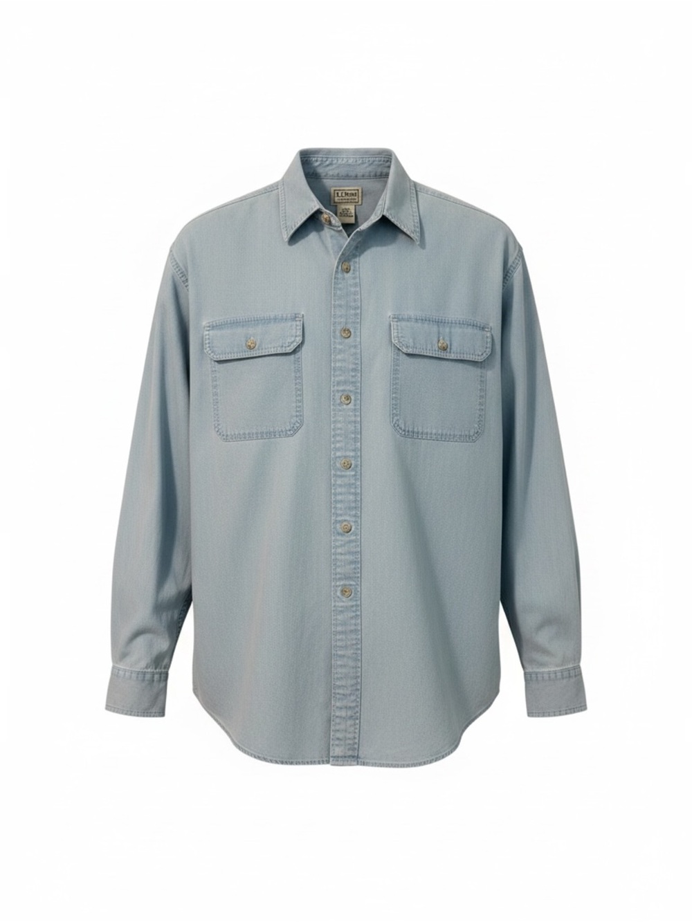 L.L.Bean Men’s XL Regular Light Blue 100% Cotton Two Pocket Utility Shirt